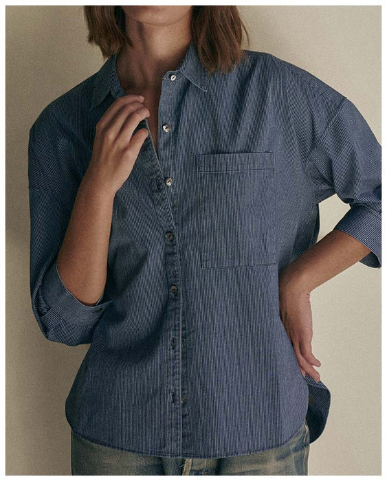 Baker's Apprentice in Denim Gathering Stripe