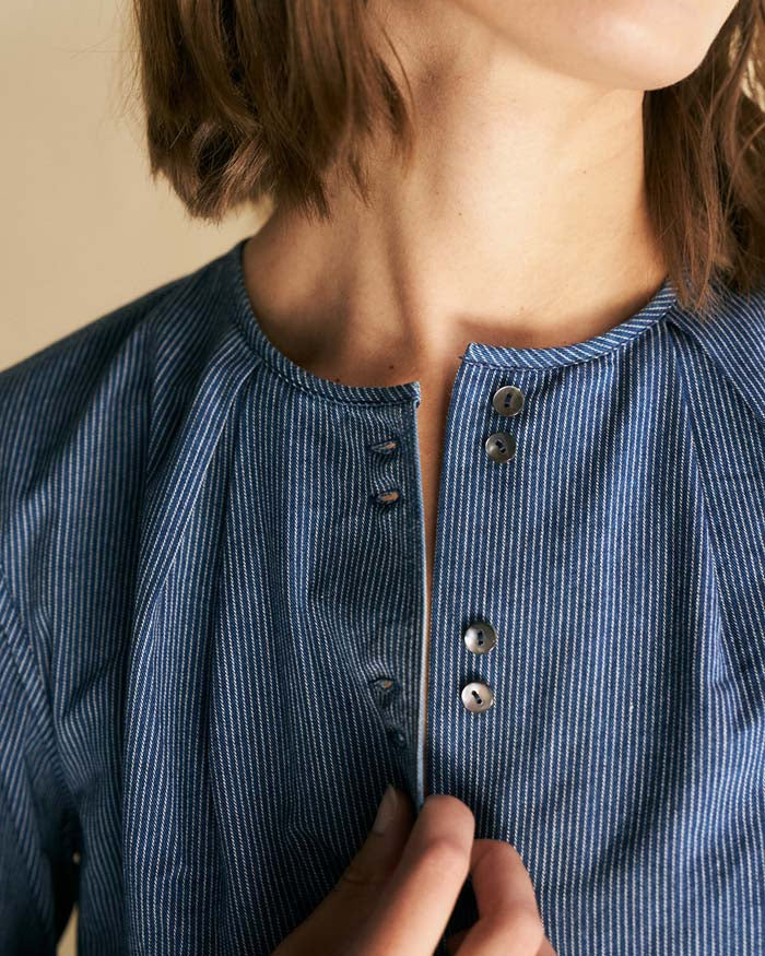 Lunch at Quo Vadis | Denim Gathering Stripe